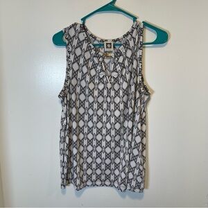 Anne Klein Black and White‎ Geometric Sleeveless Top women’s size large